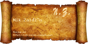 Nik Zalán névjegykártya